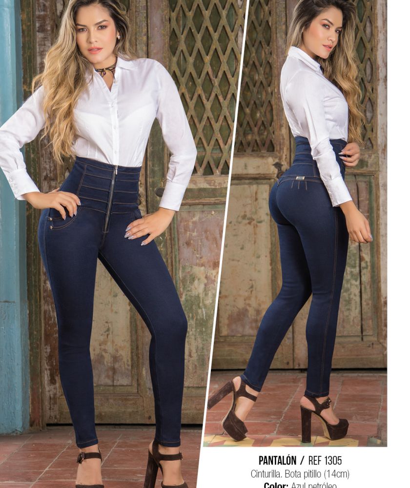 Jean azul sales petroleo mujer